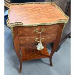 A Louis XV style kingwood and gilt metal mounted side table with two drawers and open undertier,