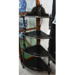 A Victorian ebonised four-tier corner whatnot