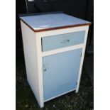 A 1950s melamine-top kitchen cabinet - a/f, 56 cm x 54 cm x 92 cm h