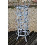 A vintage French galvanised five tier bottle drying rack