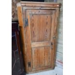 An antique stripped pine corner cupboard, 81 cm w x 148 cm h