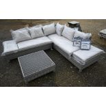 An unused (new ex stock) Kettler Palma faux rattan garden corner sofa, c/with all weather cushions
