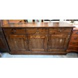 Laura Ashley Garrat range sideboard with three drawers over panelled cupboards on plinth base, 160