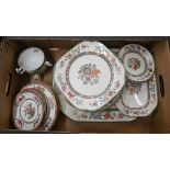 An Edwardian Copeland Spode pottery 'Chinese Rose' part dinner service and similar tableware