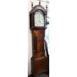 W Maggs Axbridge - A 19th century mahogany longcase clock with painted moonphase dial with