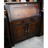 A Laura Ashley Balmoral range fall front bureau with three drawers and panelled cupboards, 90 cm