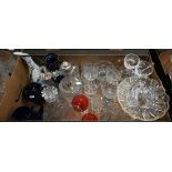 An early 19th century small cut glass decanter, five jelly-glasses and other glassware etc (box)