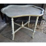 A distress painted tray top occasional table in the Regency style, 90 cm x 60 cm x 68 cm h