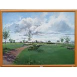 Roger H Middlebrook - 'Runner in Park', oil on canvas, signed lower left, 79 x 108 cm