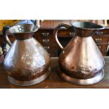 Two antique copper two-gallon conical measures (2)