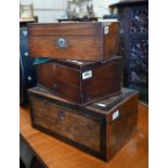 A Victorian brass-strung walnut writing slope, 41 cm wide to/w a Georgian mahogany fitted box with