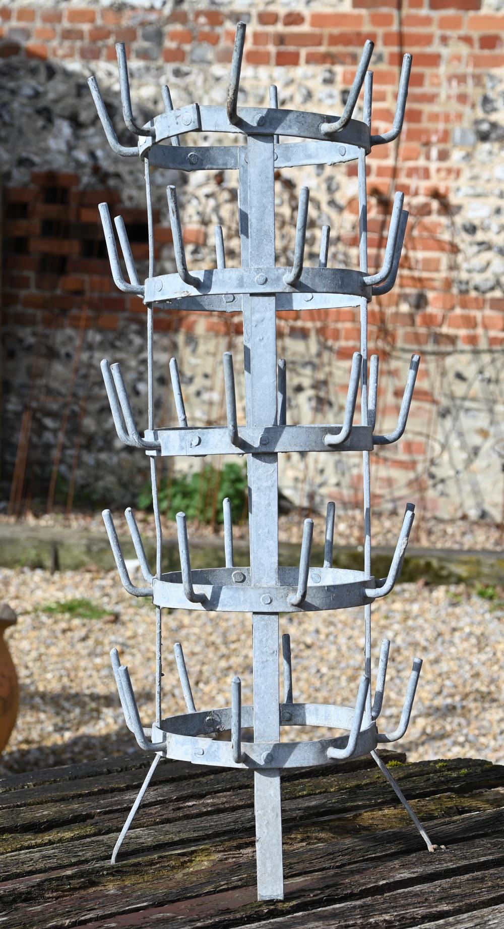A vintage French galvanised five tier bottle drying rack - Image 2 of 2