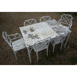 Hall Bradley for Brown Jordan, a painted cast alloy faux bamboo 'Calcutta' design terrace set,