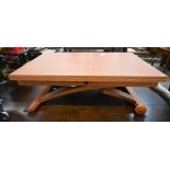 Italian Callagaris Mascotte beech metamorphic coffee and dining table with folding top on rise and