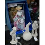 A pair of Victorian Royal Worcester white glazed china figures of a sailor and a street-urchin,