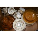 A vintage 1970's amber glass fruit/dessert set comprising large bowl and eight smaller matching