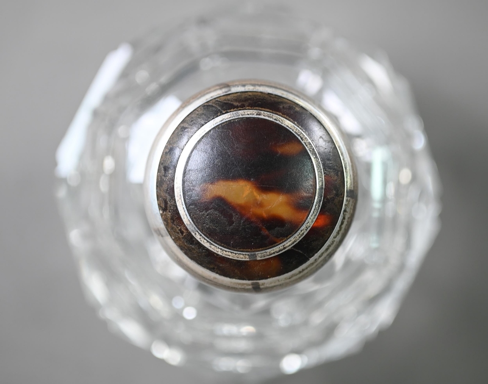 A globular cut glass scent bottle with hinged silver bun cover, Levi & Salaman, Birmingham 1916 - Image 2 of 3