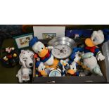 A collection of Disney Store dolls, clocks and other novelties - mostly Donald Duck (box)