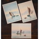 William Shepherd - Three small unframed marine views off the Devon coast, signed and dated 1926,