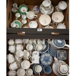 Various decorative tea and coffee wares including Wedgwod 'Glen Mist', Grafton 'Hampton', Royal