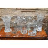 Two large glass bowls and eight vases (10)