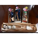 Four boxed Pelham Puppets - skeleton, clown, sailor and policeman (4)