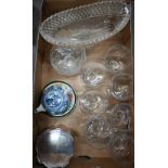 A set of seven glass rummers with globular bowls (one with chipped foot), 14.5 cm high, to/w a large