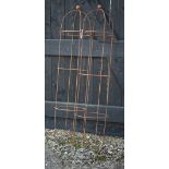 A pair of weathered steel ball head obelisks (2)