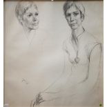 Modern British School (JN), 'Two Studies of a Young Woman', signed and dated 1971, pencil, 51 x 55