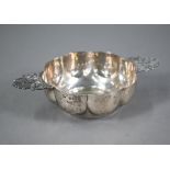 A Victorian silver lobed bowl with twin cast and pierced handles, Chawner & Co, London 1891, 8.