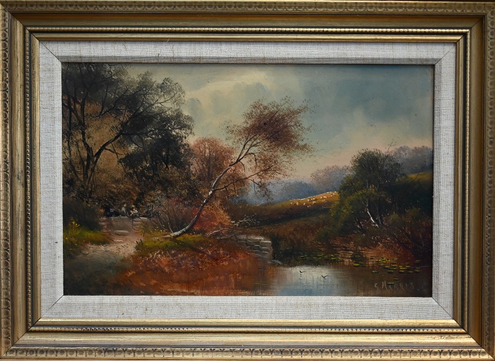 G Harris - A pair of autumnal landscapes, oil on board, signed, 18 x 29 cm (2) - Image 7 of 8