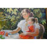 Vladimir Sokolov (1923-1998) - 'Breakfast with Mammy', oil on canvas, signed and dated 1960, 72 x