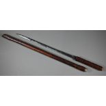 A World War I British Army officer's leather swagger-stick/sword stick with 34 cm etched blade by