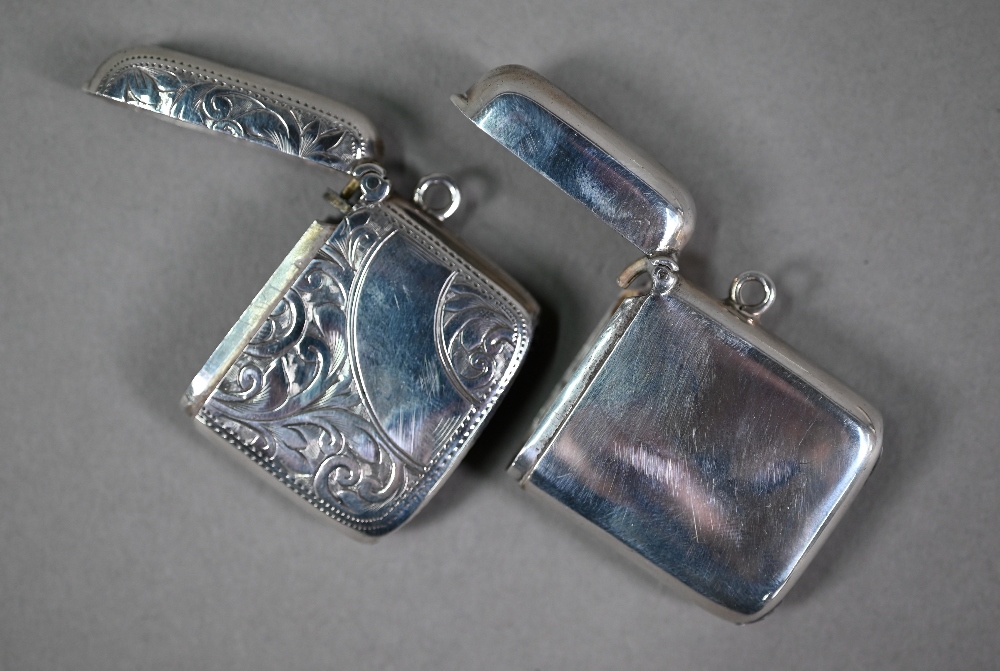 Two silver vesta cases, Birmingham 1905/18, to/w an Art Deco cased pair of sardine servers with - Image 8 of 10
