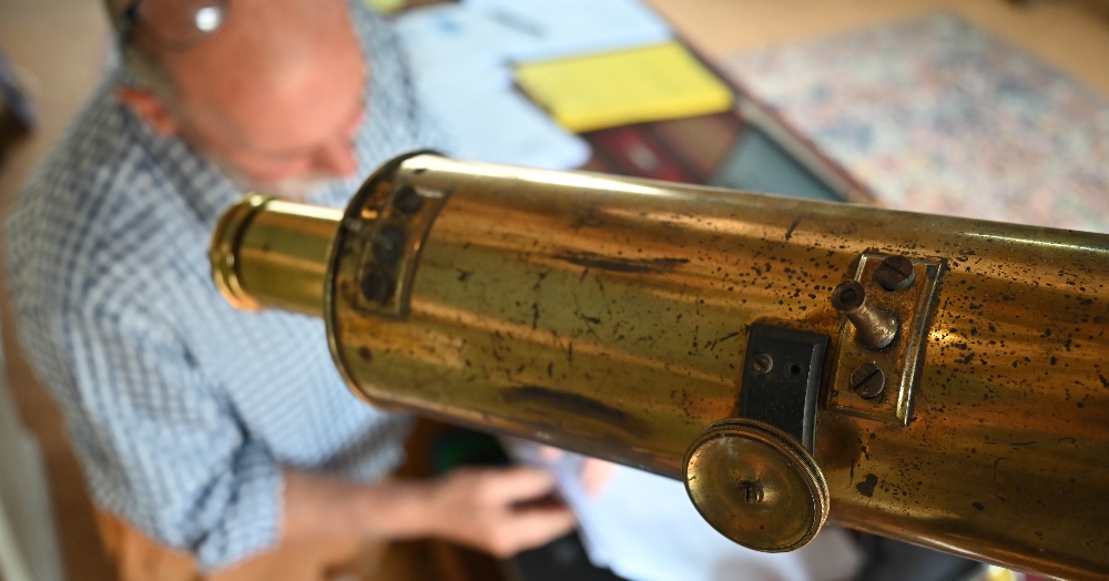 Dolland, London, a late 19th century brass tube telescope, raised on a folding wooden tripod stand - - Image 13 of 14