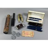 A boxed Parker Duofold fountain pen and pencil set, to/w a Parker Junior, Parker Victory, Parker