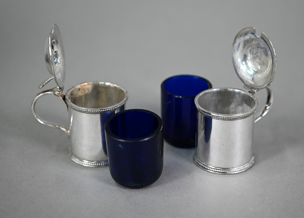 A pair of ep twin-handled navette open salts, to/w a pair of mustards pots, Jersey cream jug and a - Image 4 of 6