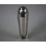 A German Art Deco silver plated on copper novelty cocktail shaker, modelled as a Zeppelin airship,