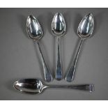Four various George III old English pattern tablespoons - one by Peter & William Bateman, London