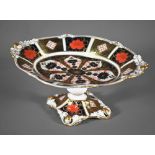 A Royal Crown Derby Imari oval comport on baluster stem, 1973, 26 x 19 cm