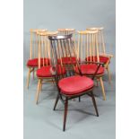 A set of six mid-century Ercol Windsor 'Goldsmith' dining chairs (model 369) comprising one carver