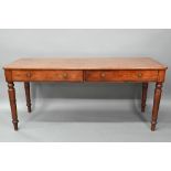 A Victorian mahogany low serving sideboard, with two frieze drawers and raised on turned legs, 167