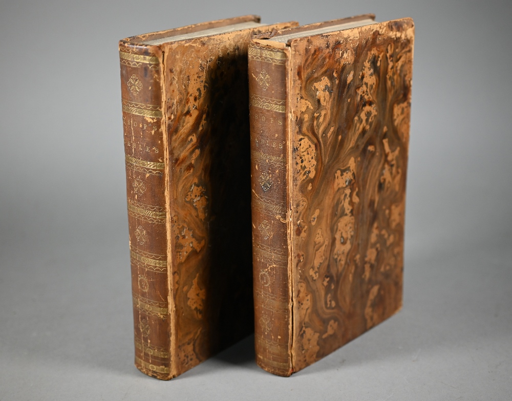 Aesop's Fables with engraved illustrations, two volumes, London: John Stockdale 1793, full dec