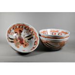 Three 20th century Japanese punch bowls painted and gilded with landscapes and figures, 'Meizan