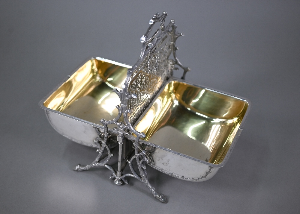 A unique Victorian electroplated Staniforth's Patent biscuit box, the folding sides with foliate - Image 10 of 12