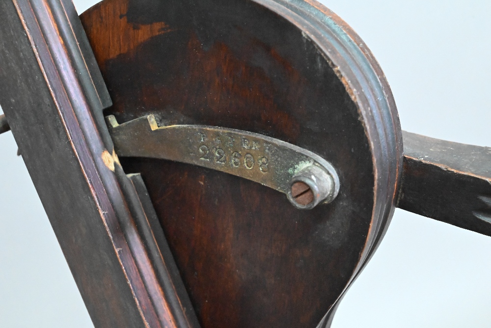 An early 20th century barber's chair, bears makers plate for J W Clarke, Borough, London - Image 6 of 8