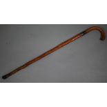 An antique blackthorn swordstick with brass ferrules and 75.5 cm tapered square blade by Mole of