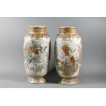 A pair of 19th century Japanese vases, Meiji period (1868-1912) decorated in the Satsuma style