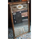 A Regency gilt framed trumeau reverse gilt on glass panel mirror, 98 cm h x 62 cm w