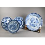 An 18th century Chinese blue and white octagonal plate painted with pagoda landscape design and